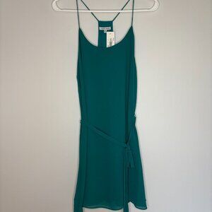 NAKED ZEBRA NEW String Dress with Belt Womens S Green Mini Spaghetti Straps